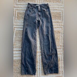 We The Free Black charcoal Aster Straight Leg Jeans Size 24 High Rise Button Fly